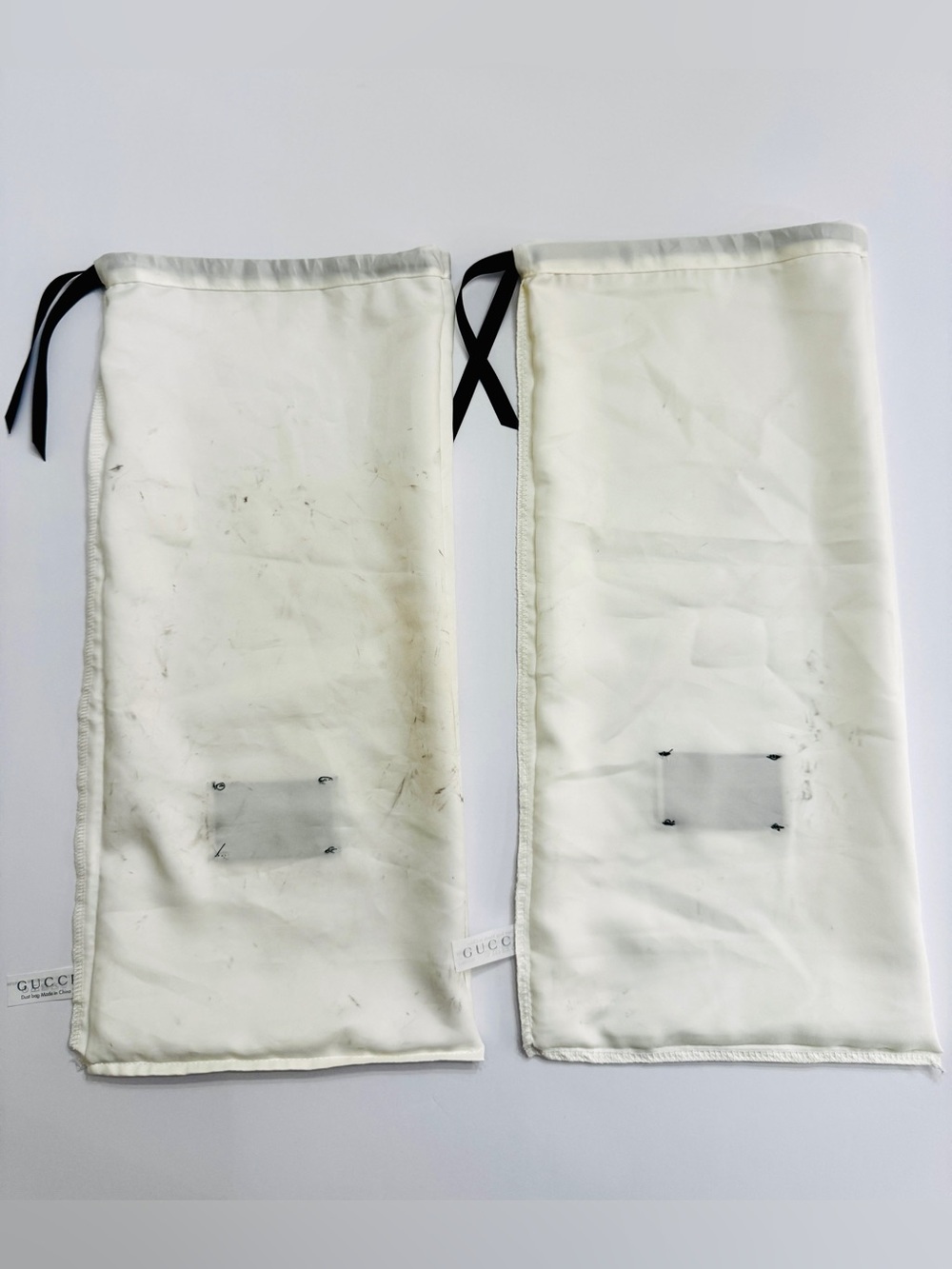 Gucci White Satin Dust Bags Set of 2-Authentic Storage Bag with Drawstring 17x8 - Picture 4 of 14